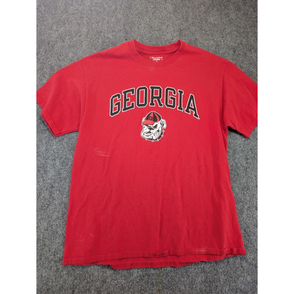champion georgia cotton red t-shirt tee mens large uga bulldogs ncaa fan gear - Picture 1 of 8